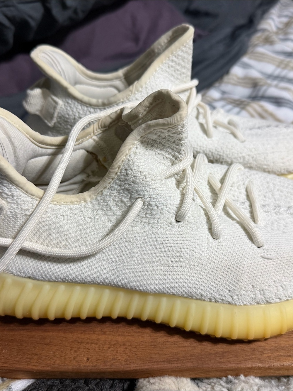 Yeezy Boost 350 V2 Cream Knit Sneakers with Yellowed Gum Sole